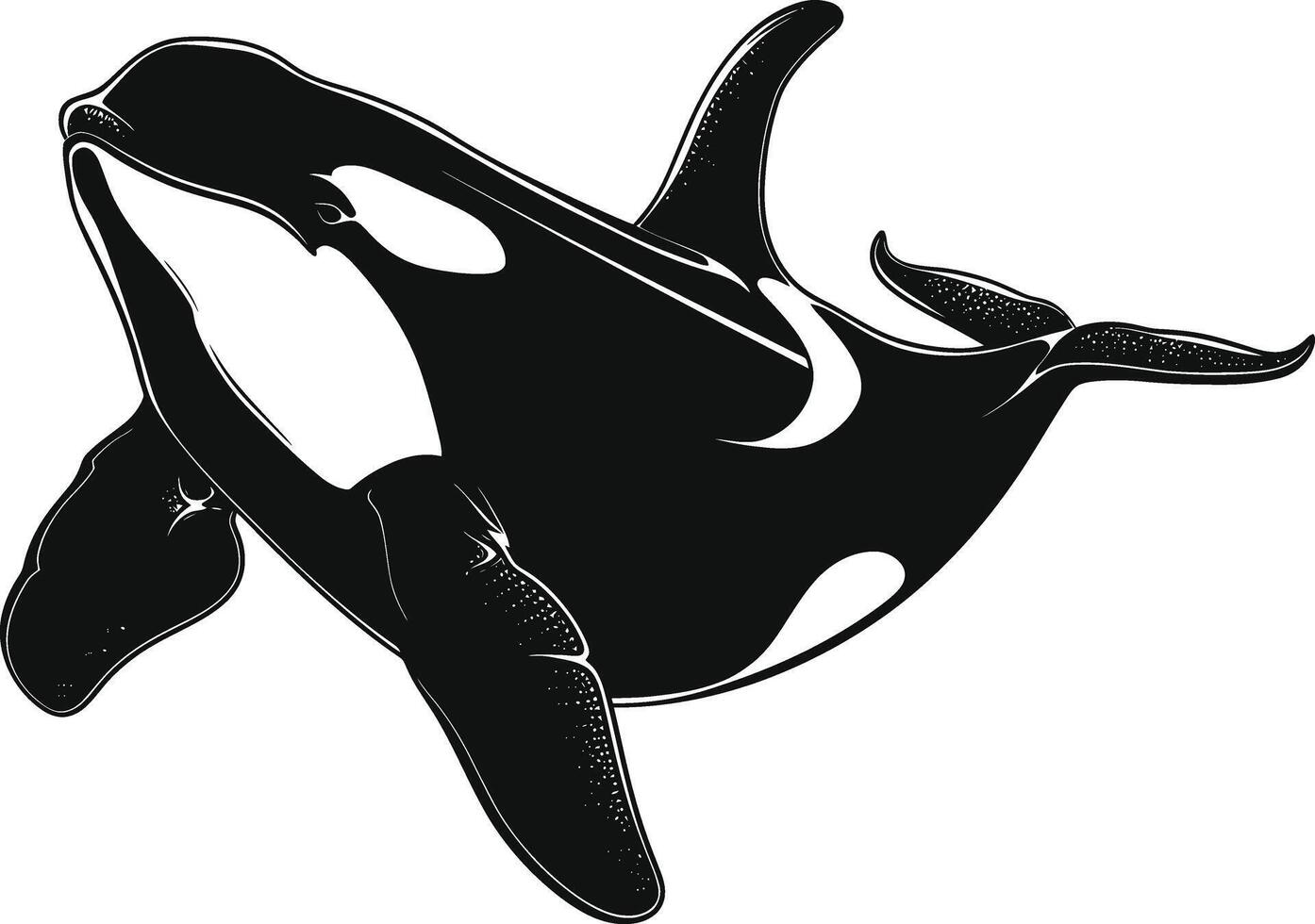 ai generiert Silhouette das Orca oder Mörder Wal schwarz Farbe nur vektor