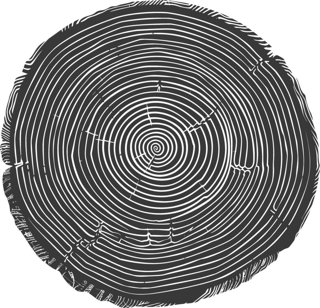 ai generiert Silhouette Baum Ringe Holz schwarz Farbe nur vektor