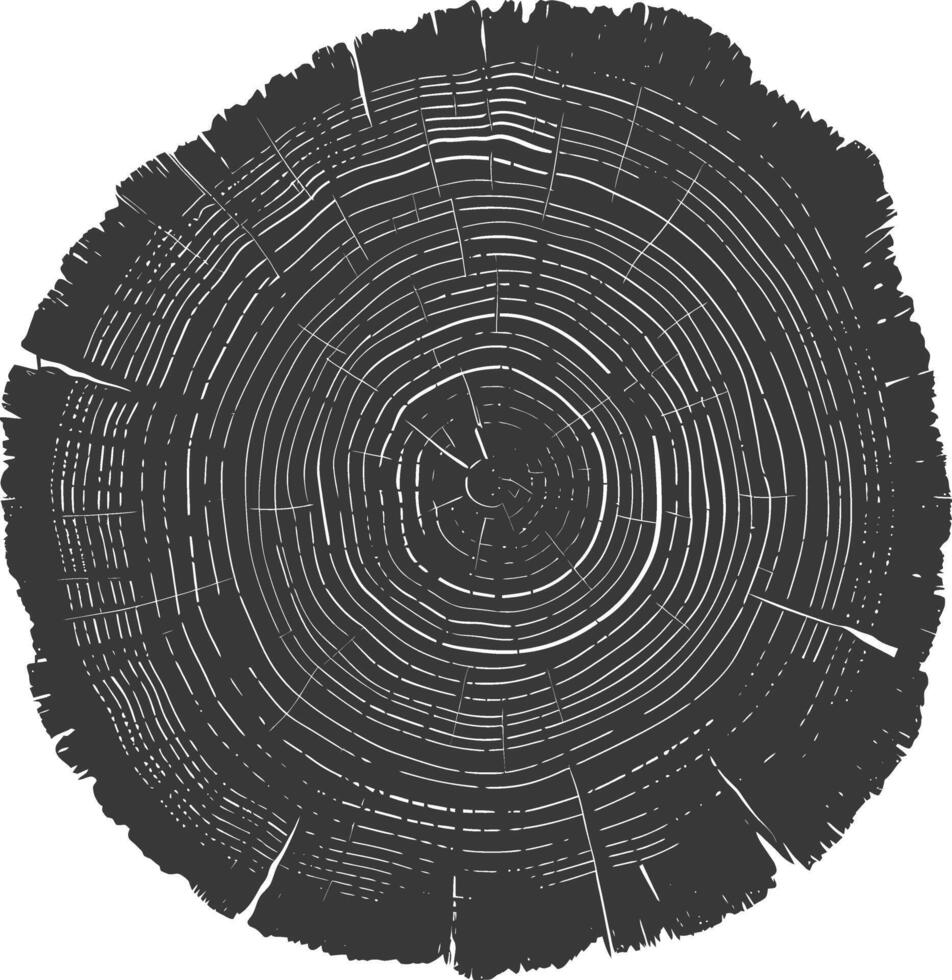 ai genererad silhuett träd ringar trä svart Färg endast vektor