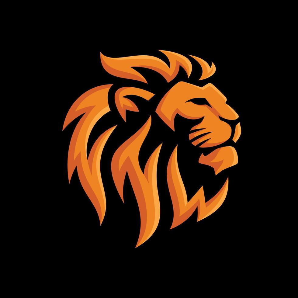 kung lejonhuvud logotyp mall, lejon stark logotyp golden royal premium elegant design vektor