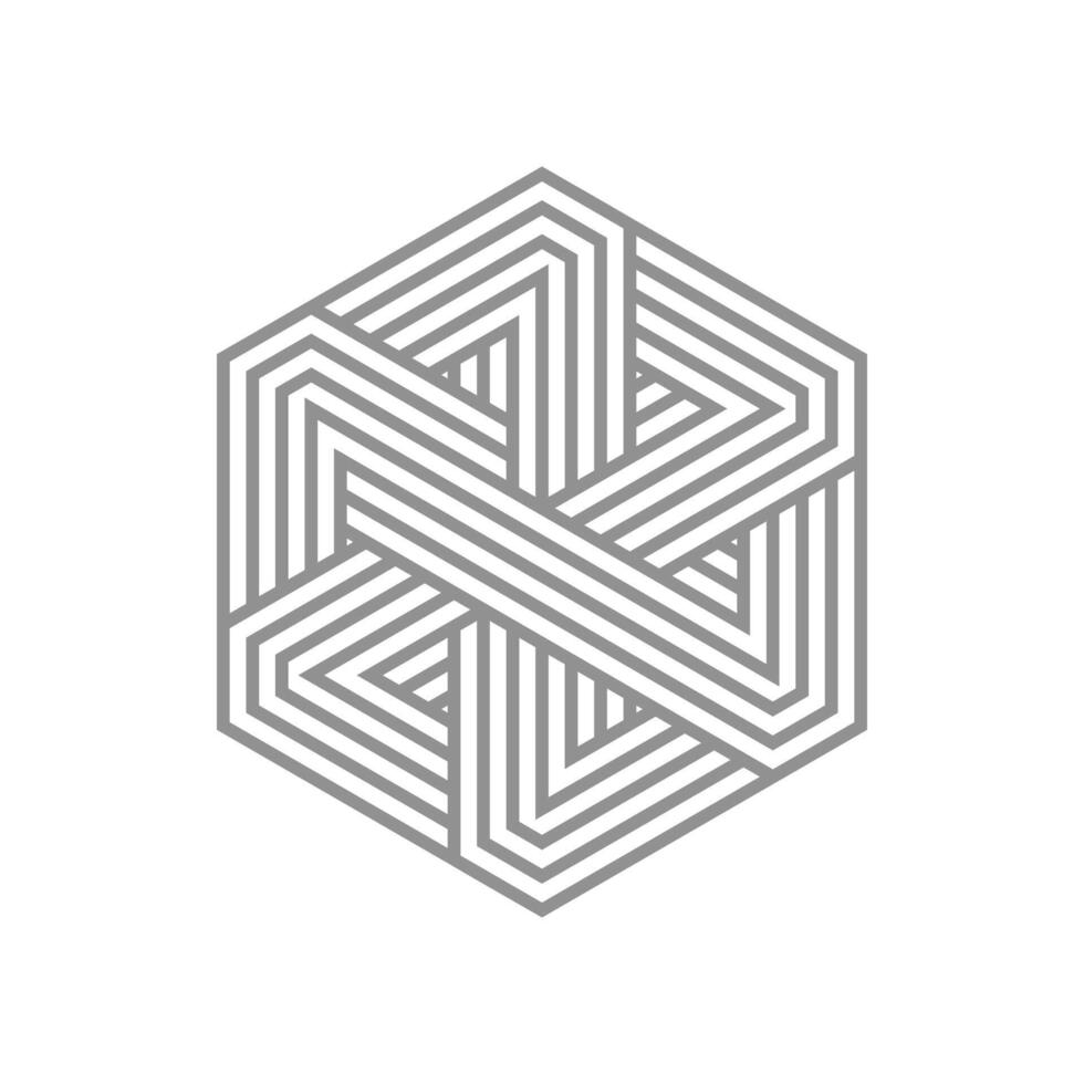 modern monogram, emblem, logotyp. sexhörning, kub av de parallell Ränder. vektor