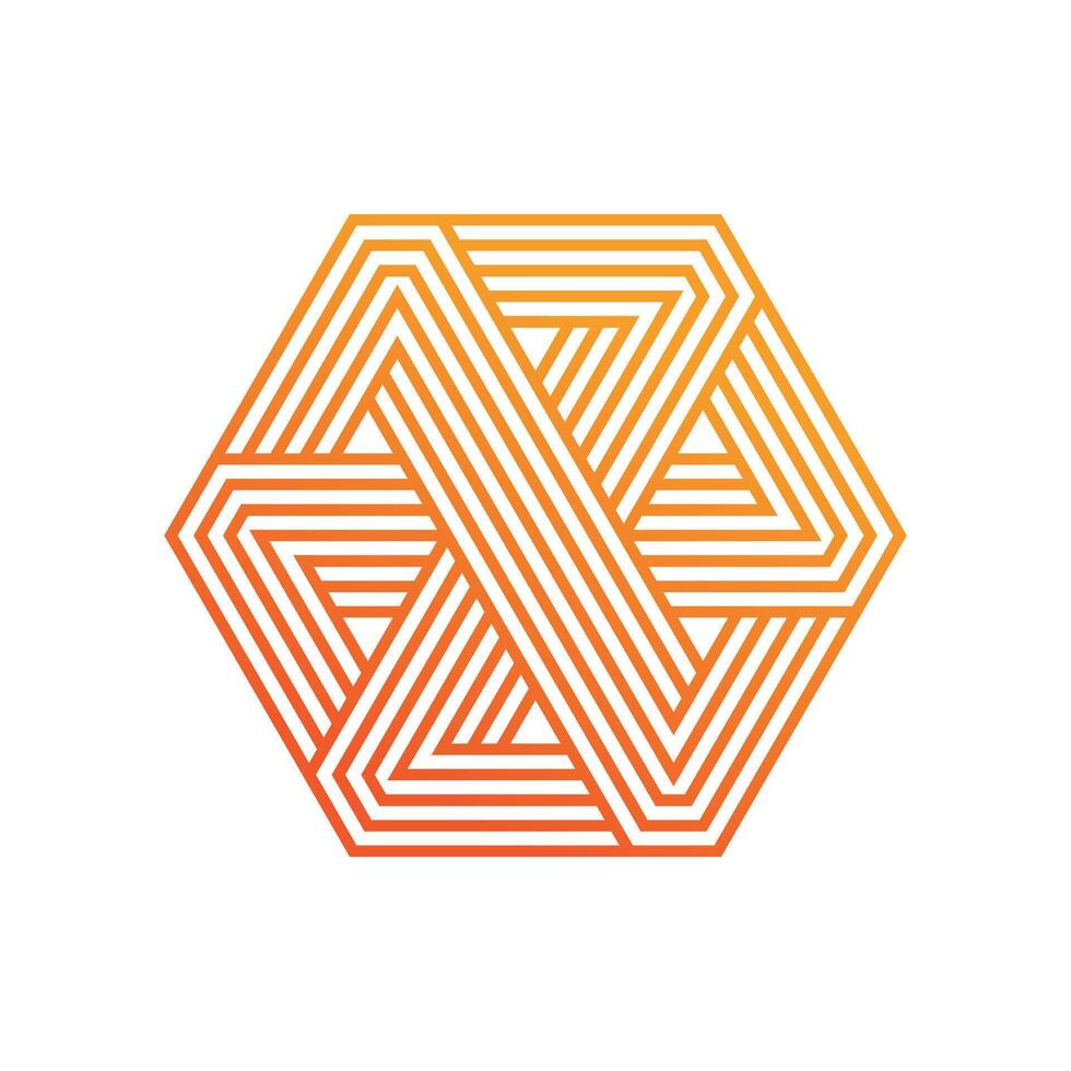 sexhörning triangel logotyp looped oändlighet design vektor mall linjär stil. vektor illustration