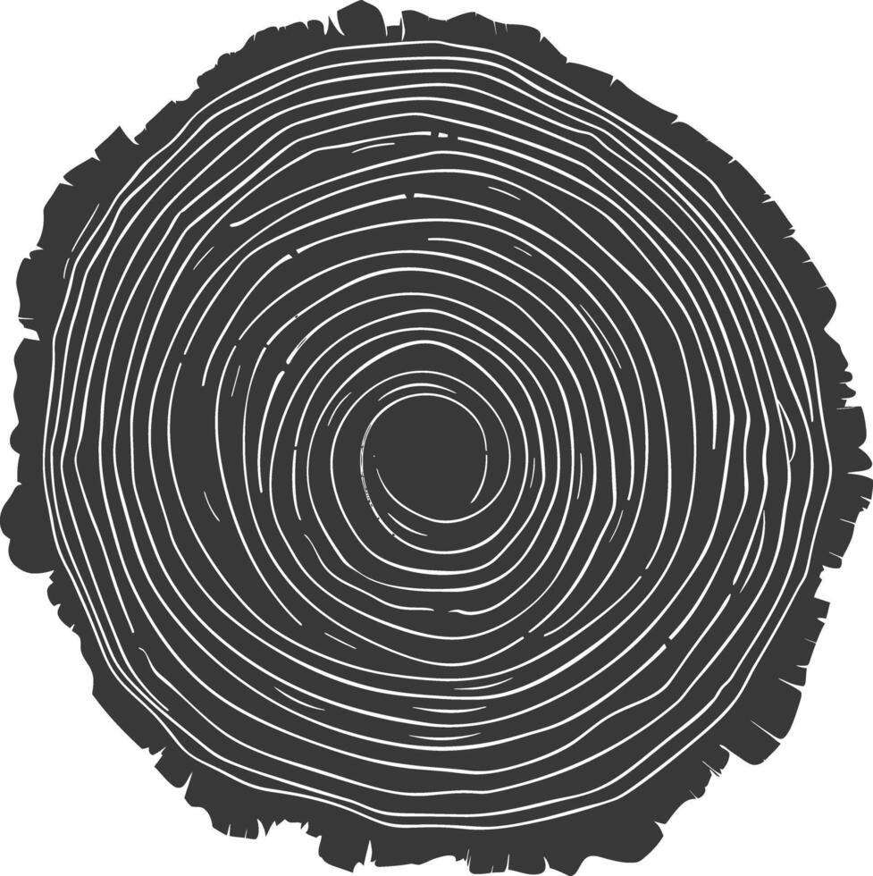 ai generiert Silhouette Baum Ringe Holz schwarz Farbe nur vektor