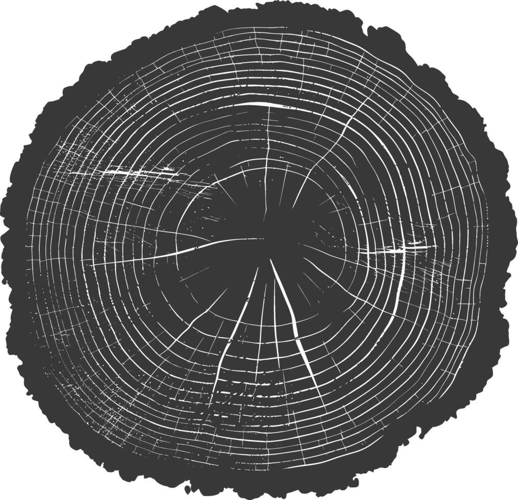 ai generiert Silhouette Baum Ringe Holz schwarz Farbe nur vektor