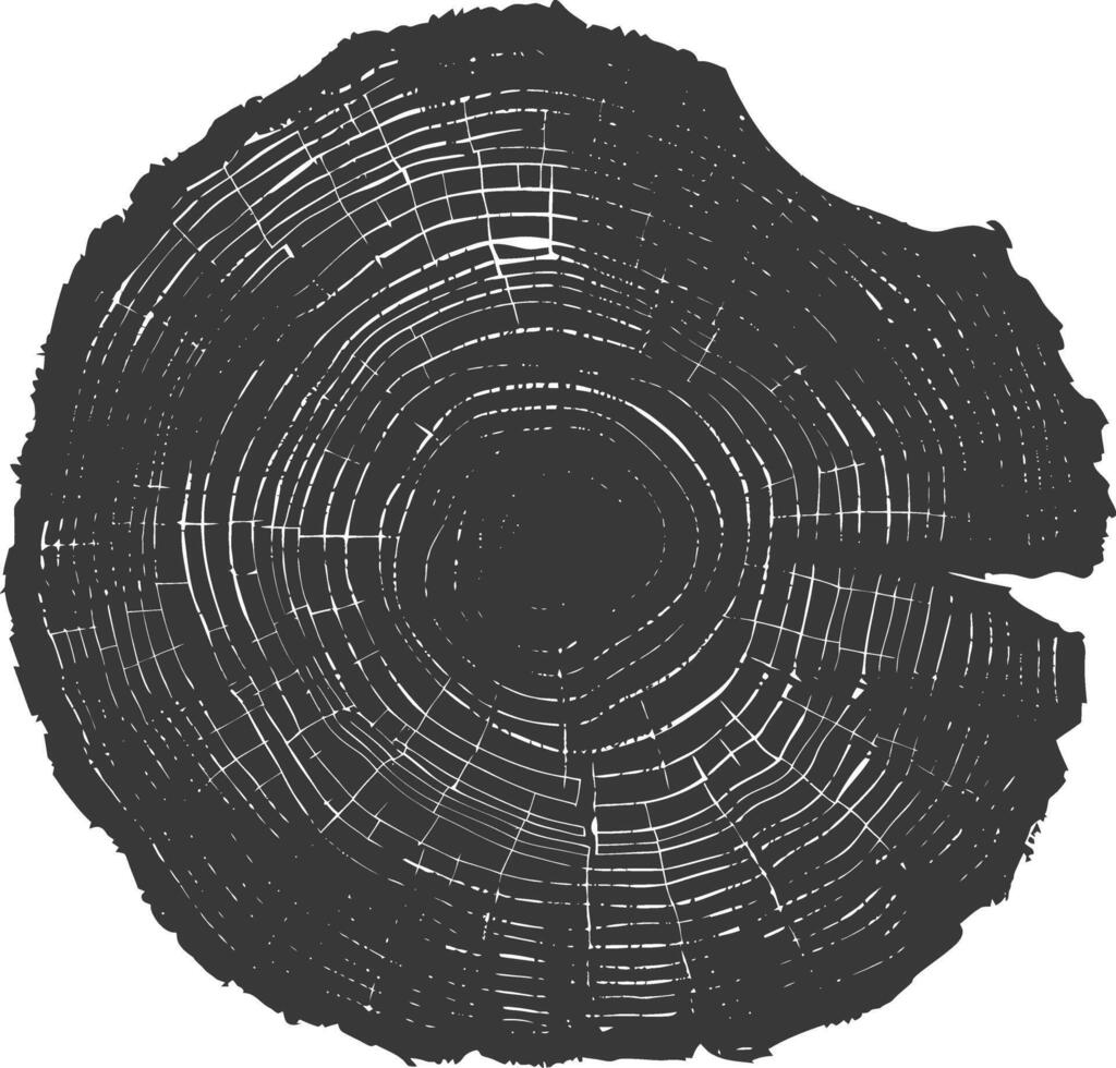 ai genererad silhuett träd ringar trä svart Färg endast vektor