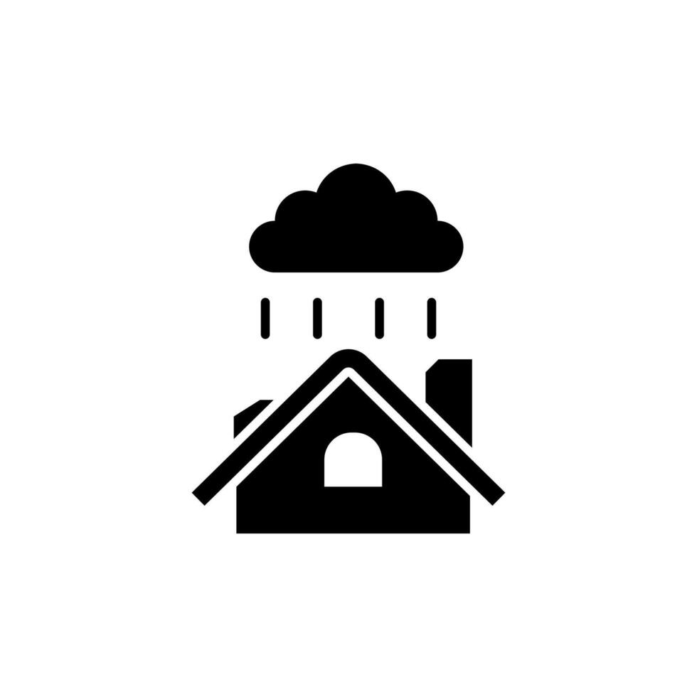 Haus im regnerisch Wetter, Regen Wolke, Vektor Hintergrund Weiß Hintergrund - - editierbar Schlaganfall Vektor Illustration