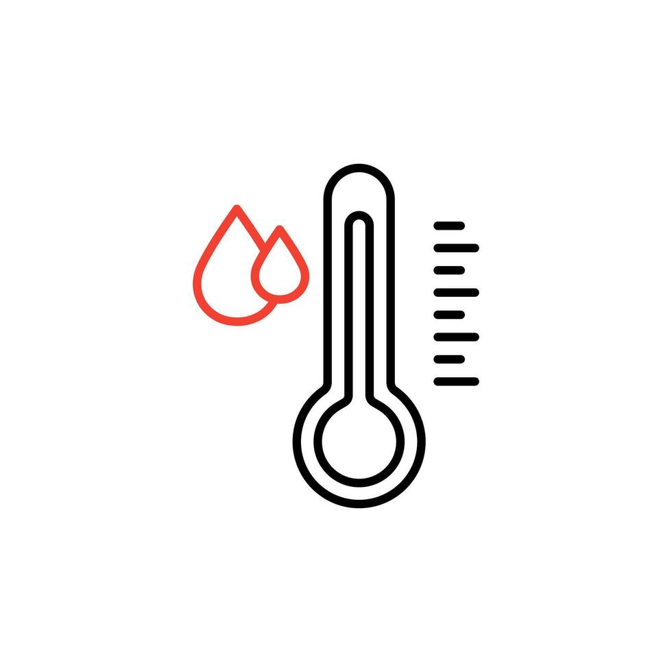 Wasser Temperatur Indikator Symbol. Merkur Thermometer und Wasser fallen Farbe Piktogramm. Sammlung von Temperatur und Feuchtigkeit Niveau markiert. editierbar isoliert Vektor Illustration.