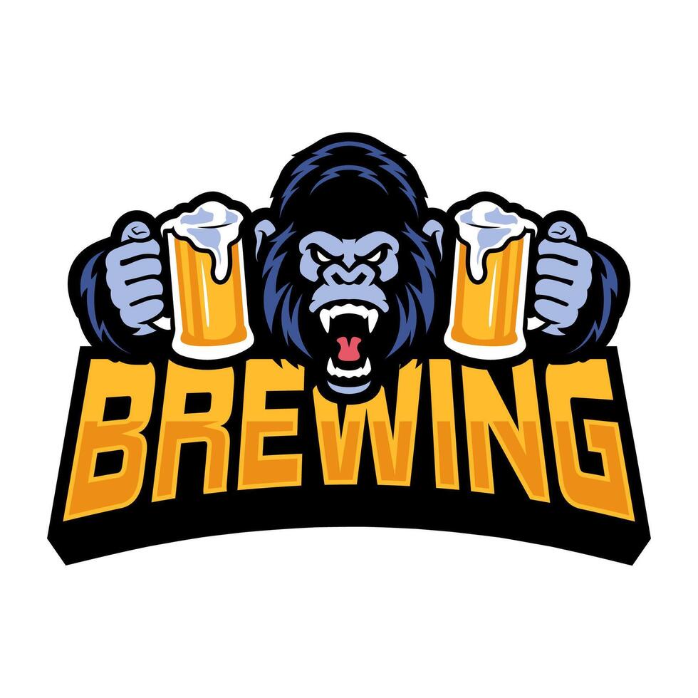 Gorilla Trinken Bier Vektor Illustration