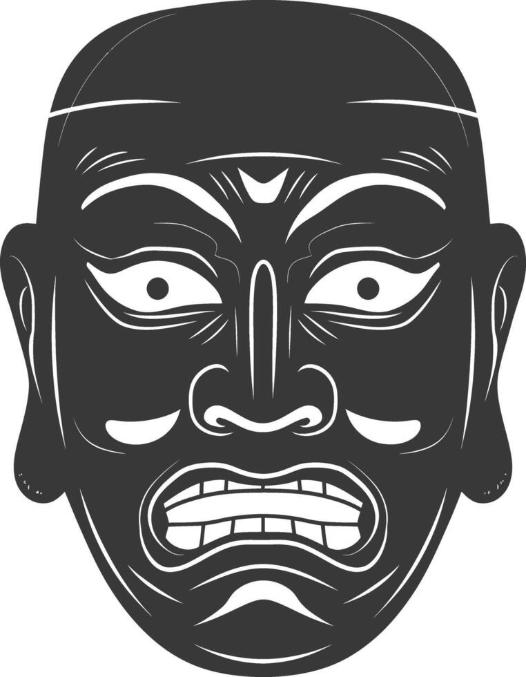 ai genererad silhuett japansk traditionell mask svart Färg endast vektor