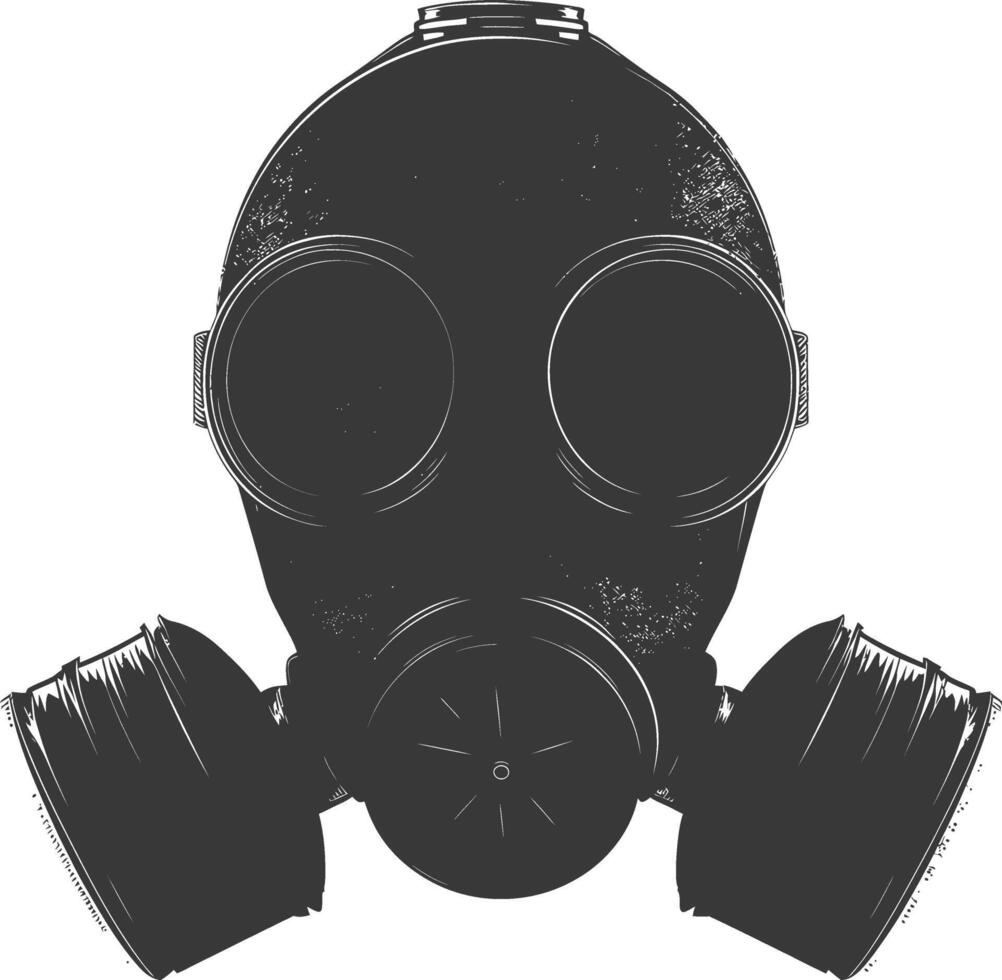 ai genererad silhuett gas mask svart Färg endast vektor