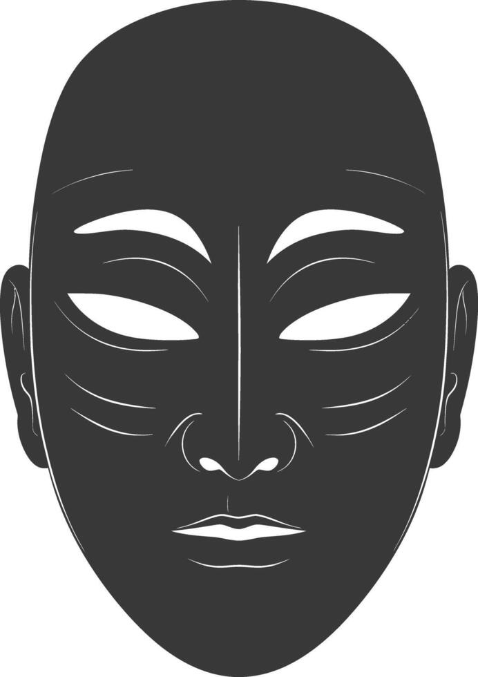 ai genererad silhuett japansk traditionell mask svart Färg endast vektor