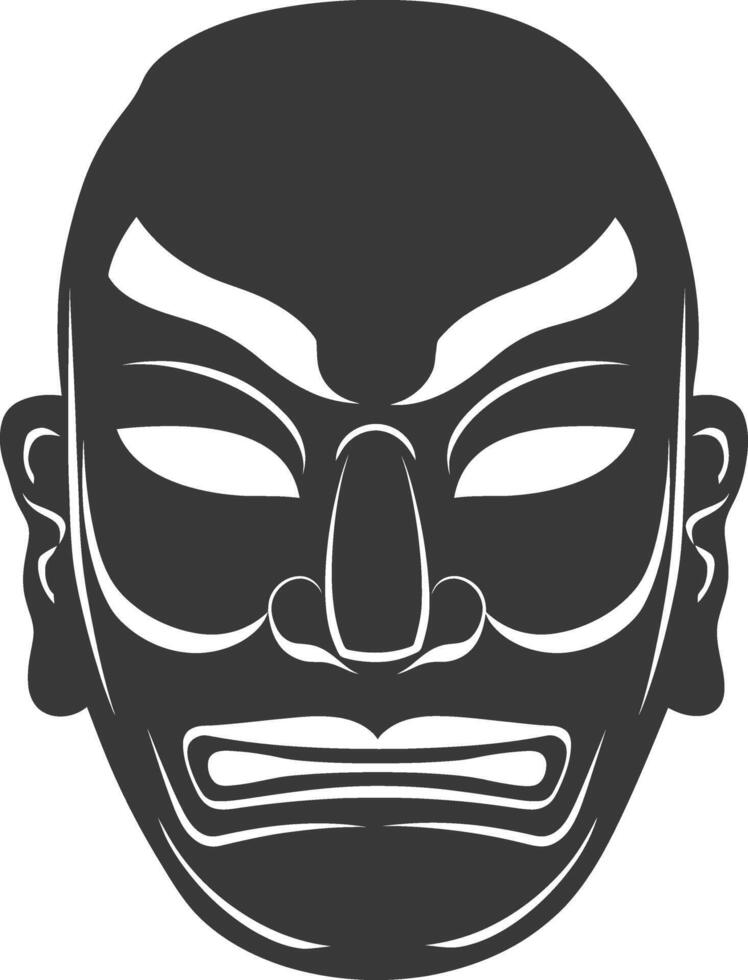 ai genererad silhuett japansk traditionell mask svart Färg endast vektor