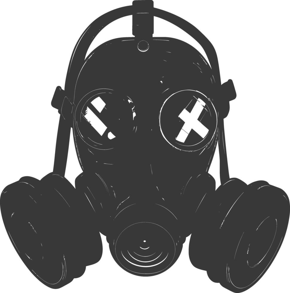 ai genererad silhuett gas mask svart Färg endast vektor