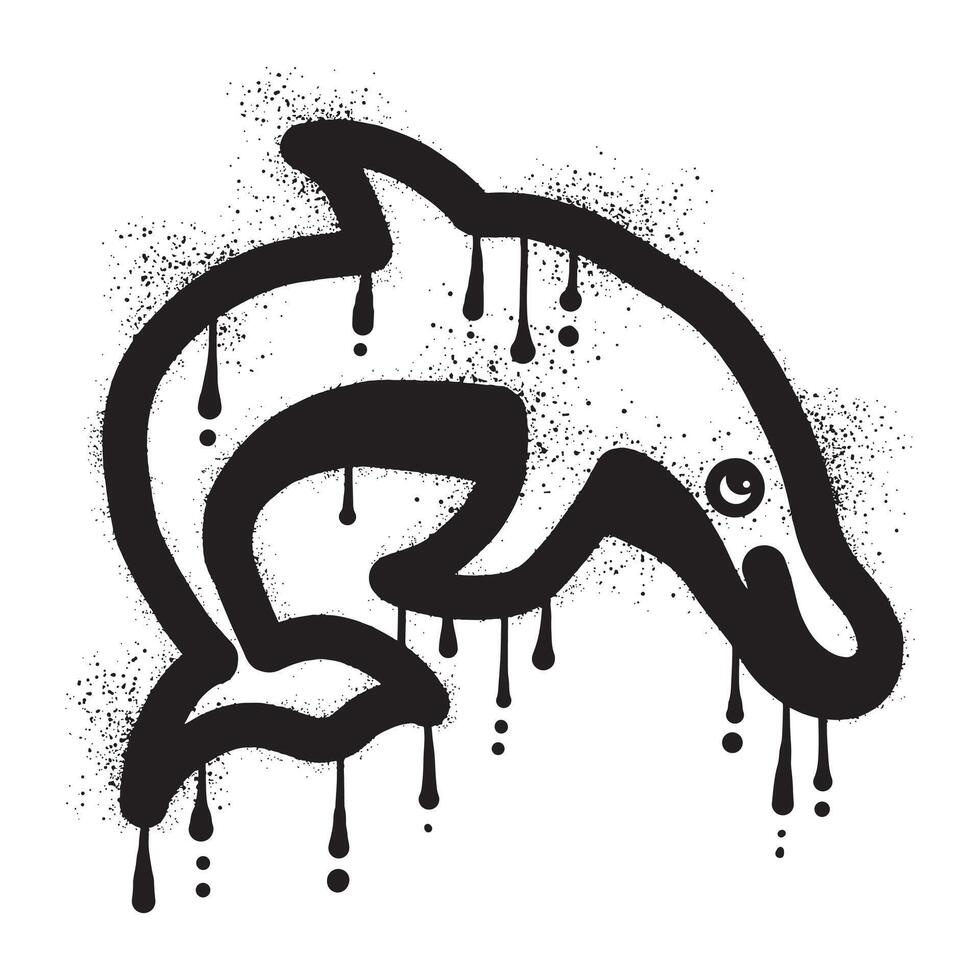 Delfin Springen mit schwarz sprühen Farbe Kunst vektor