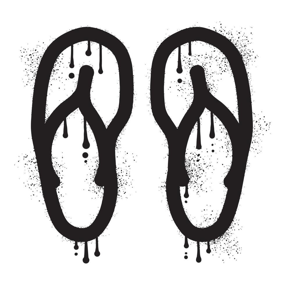 graffiti en par av sandaler med svart spray måla konst vektor