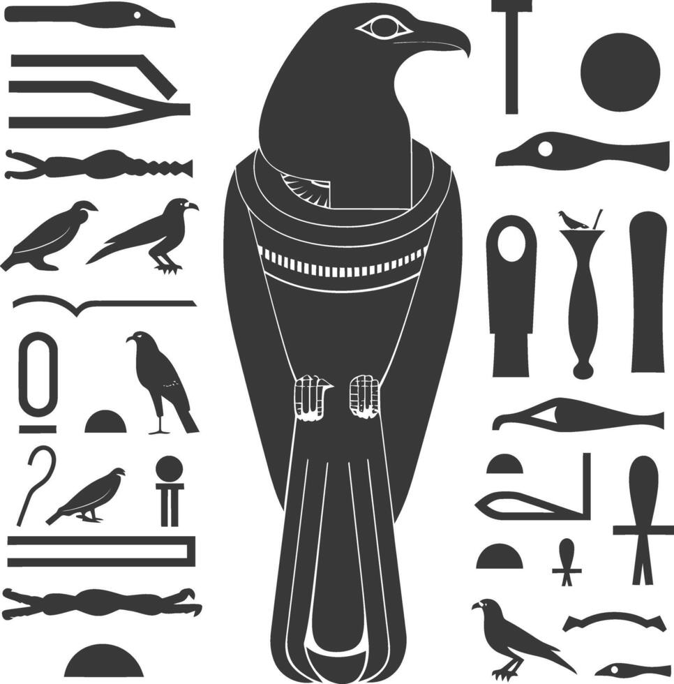 ai generiert Silhouette Sammlung von uralt ägyptisch Hieroglyphen Symbol Logo schwarz Farbe nur vektor