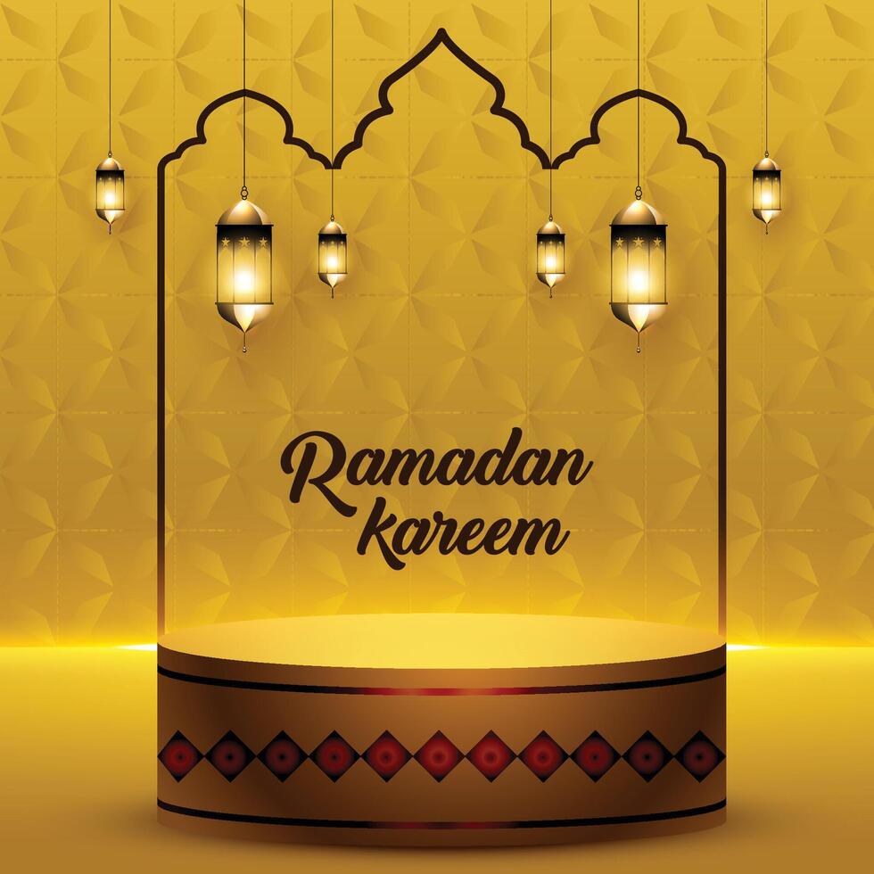 gyllene Färg ramadan kareem vektor mall design