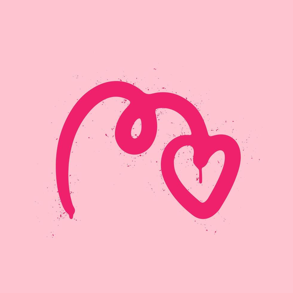 rosa graffiti klämma konst. urban gata stil. valentine dag element. pil med hjärta. y2k kärlek tecken. stänk effekter och droppar. grunge och spray textur. vektor