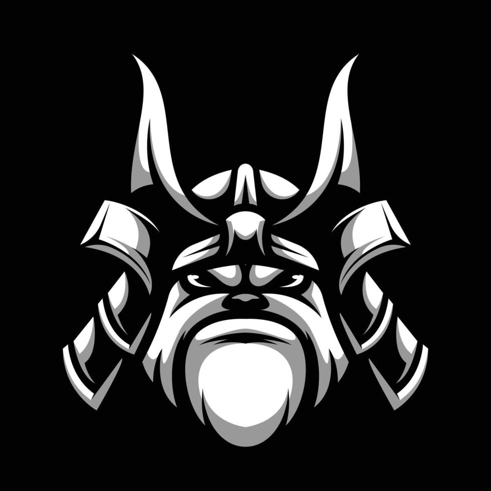Bulldogge Samurai schwarz und Weiß vektor