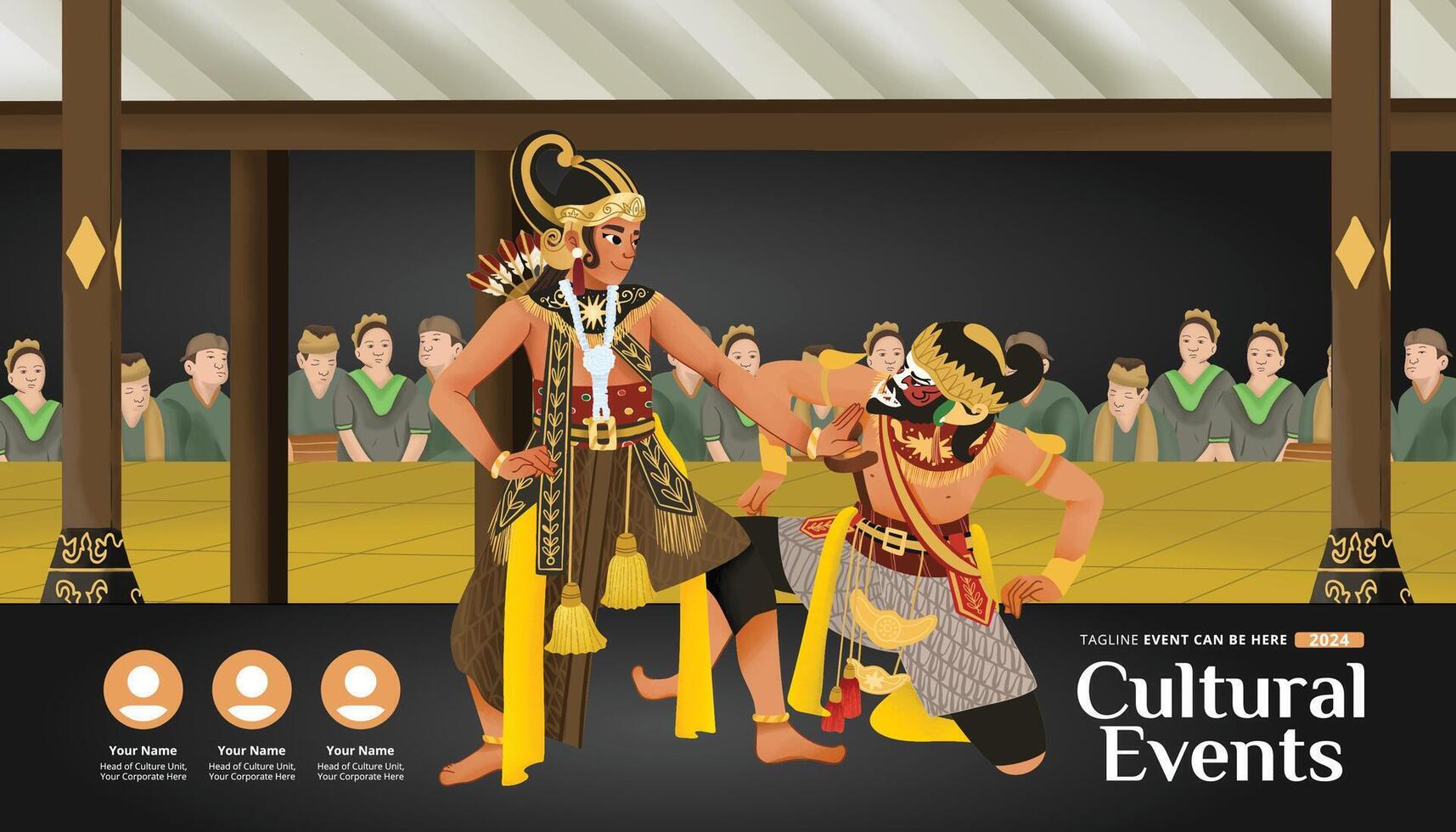 Luxus Poster Idee mit Zelle schattiert Illustration von indonesisch Kultur tanzen vektor