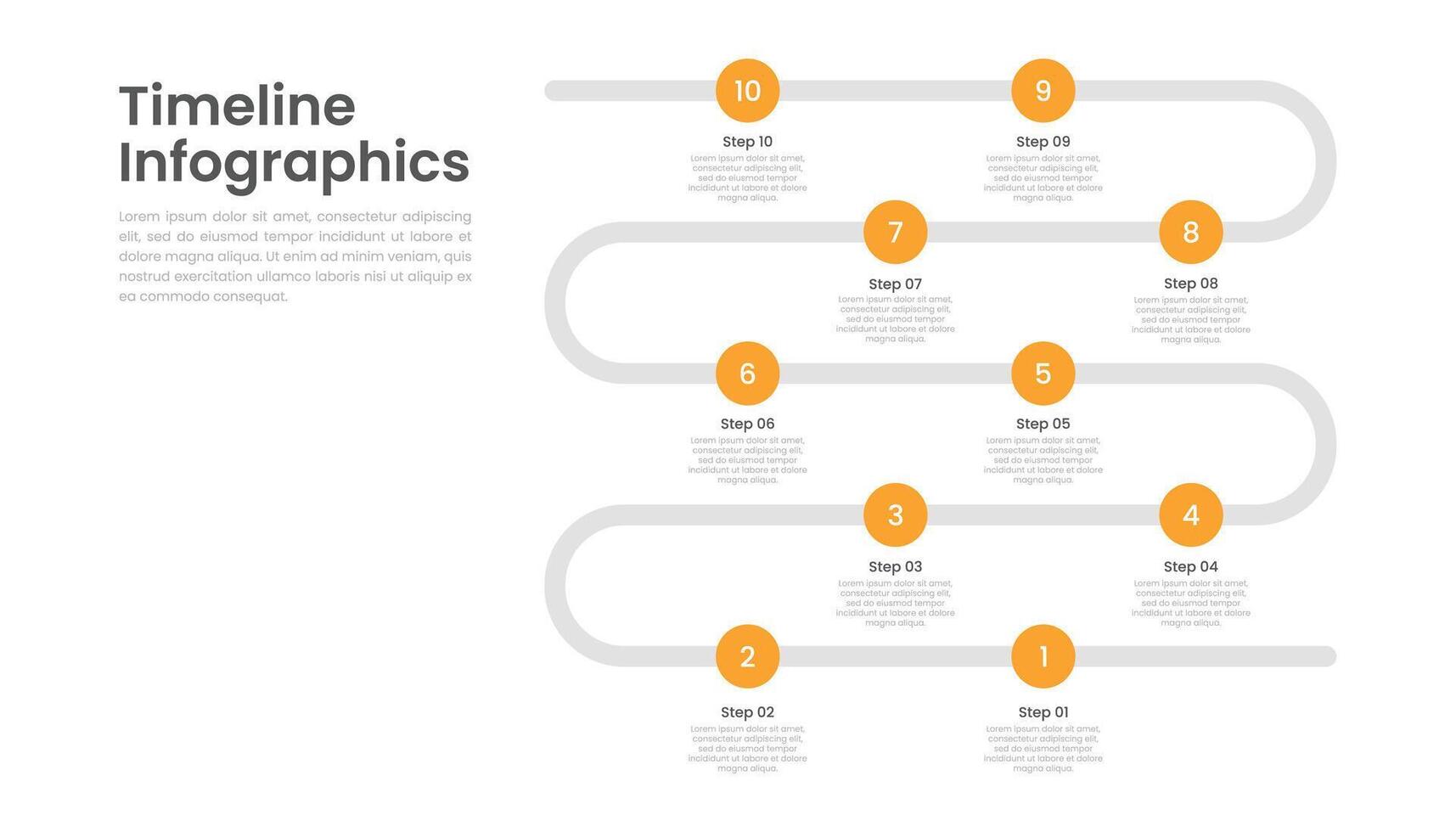 tidslinje infographic med 10 steg för företag presentation vektor