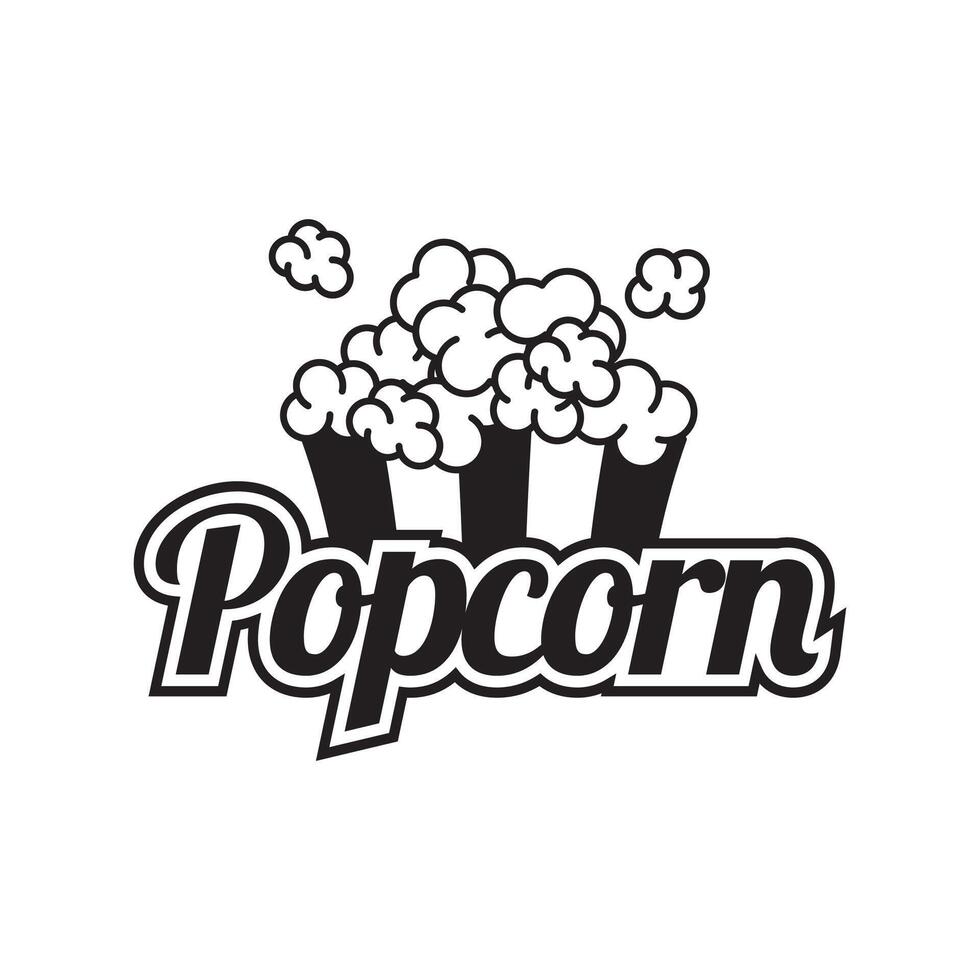 popcorn logotyp, märka, symbol eller tecken isolerat på vit bakgrund. vektor illustration av mellanmål för din design.