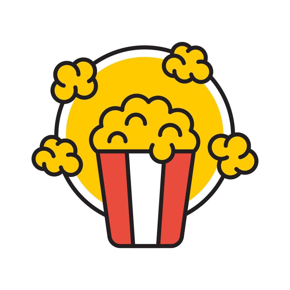 popcorn logotyp, märka, symbol eller tecken isolerat på vit bakgrund. vektor illustration av mellanmål för din design.