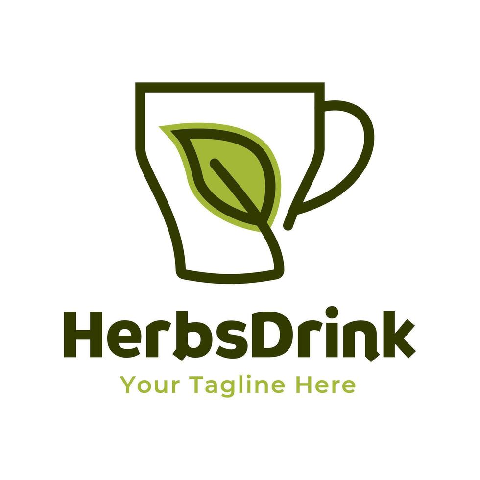 Kräuter trinken Logo. organisch trinken Tasse Logo Design Vorlage vektor