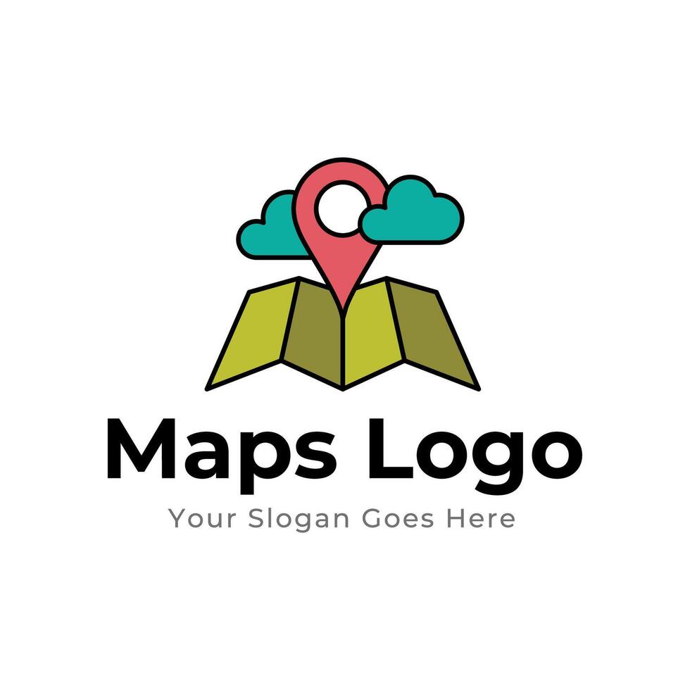 Karte Stift Logo Design Element. Karte Stift Ort Symbol Logo Design vektor