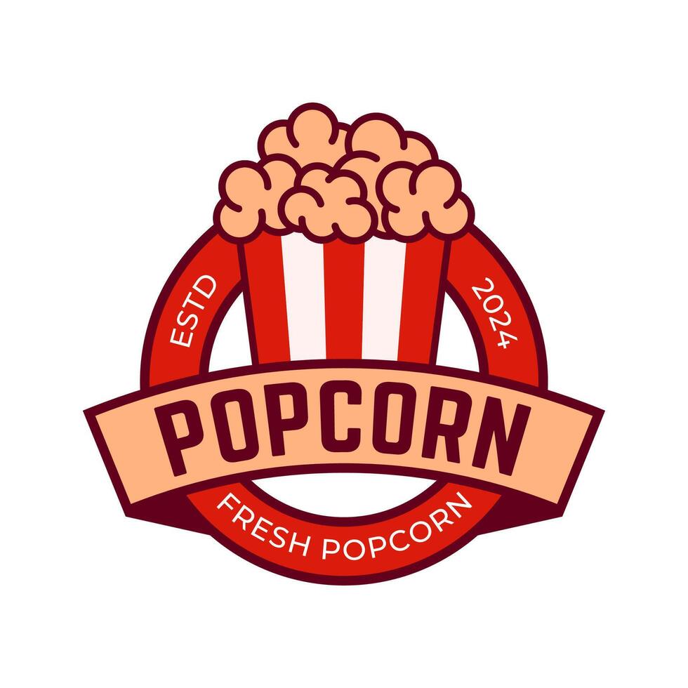 popcorn logotyp, märka, symbol eller tecken isolerat på vit bakgrund. vektor illustration av mellanmål för din design.