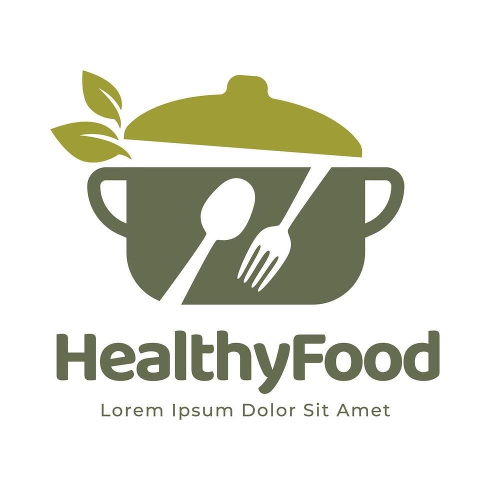 gesund Essen Logo Design mit Blatt Elemente. organisch Essen Vektor Design