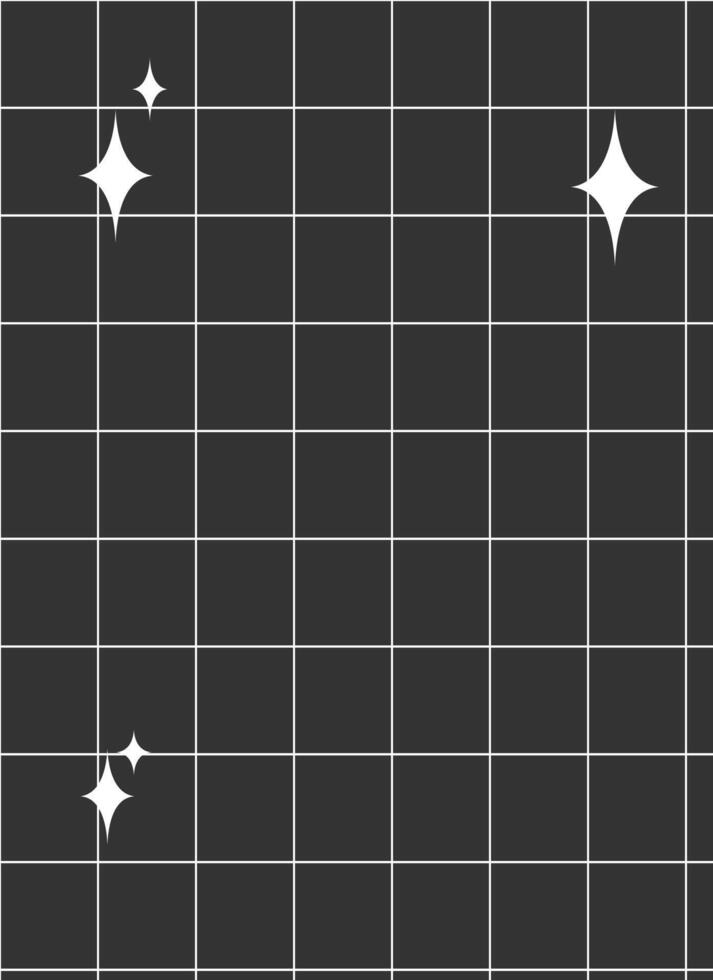 en rutnät av stjärnor på en svart bakgrund. y2k element design för affisch, media, digital, mall, företag vektor