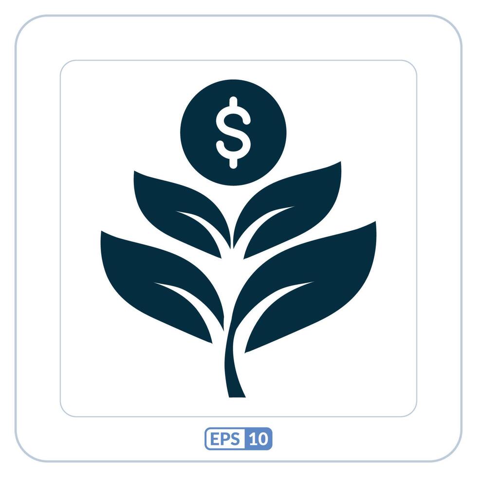 pengar sparande platt ikon. dollar tecken på en växt med en dollar tecken vektor