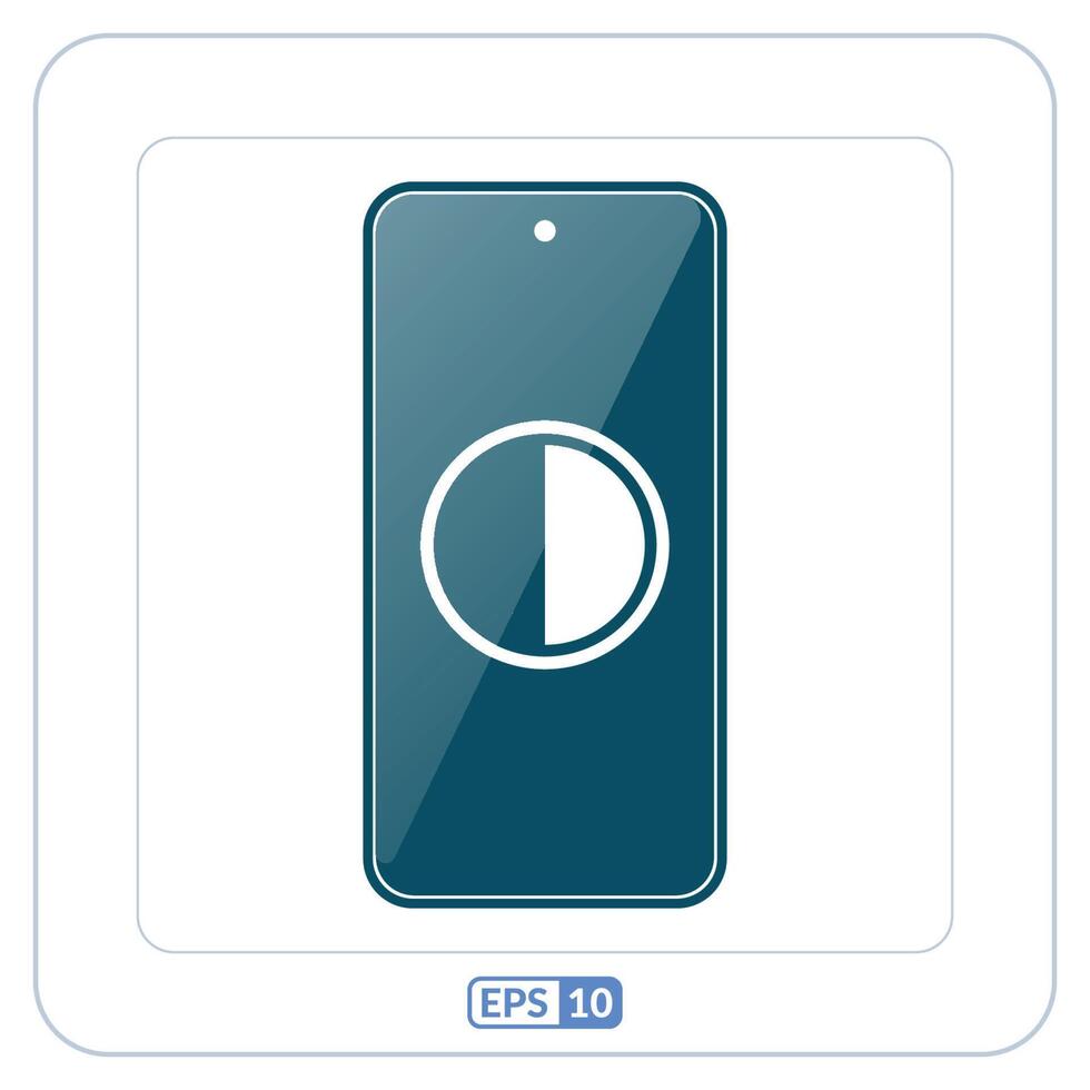 smartphone kontrast Färg platt ikon. knapp med en cirkel på den och en knapp på den vektor