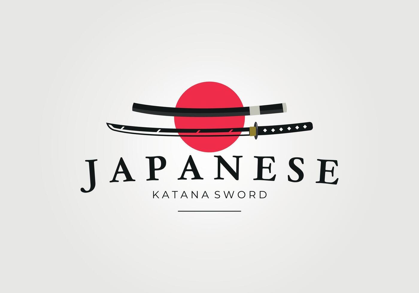 japansk katana svärd logotyp vektor årgång illustration design