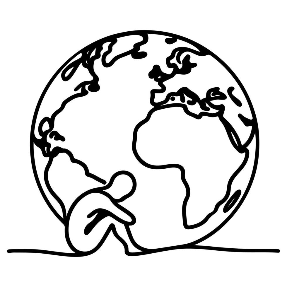 Öko Erde Planet Symbol Gekritzel schwarz Kreis von Globus Welt Umgebung Tag Hand zeichnen Gliederung Erde Tag zu reduzieren global Erwärmen Wachstum Konzept Vektor Illustration