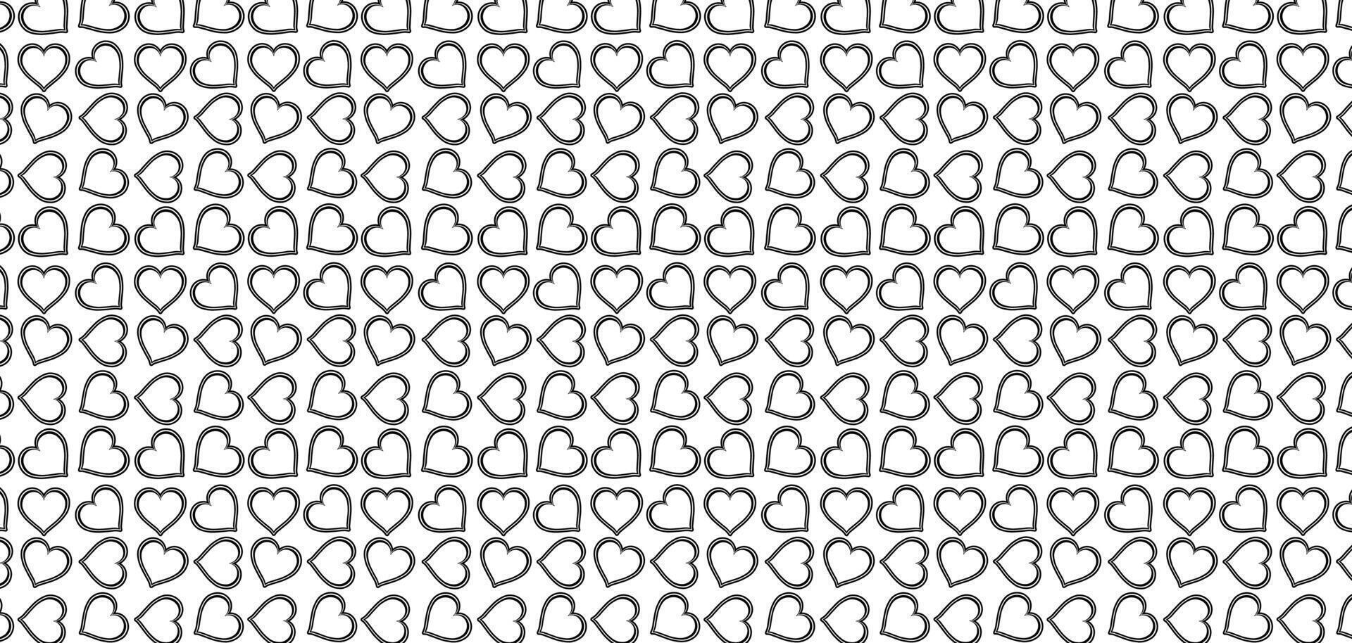 Hand gezeichnet Gekritzel Herzen gestalten schwarz Linie nahtlos Muster Herz auf Weiß abstrakt Hintergrund Vektor Illustration
