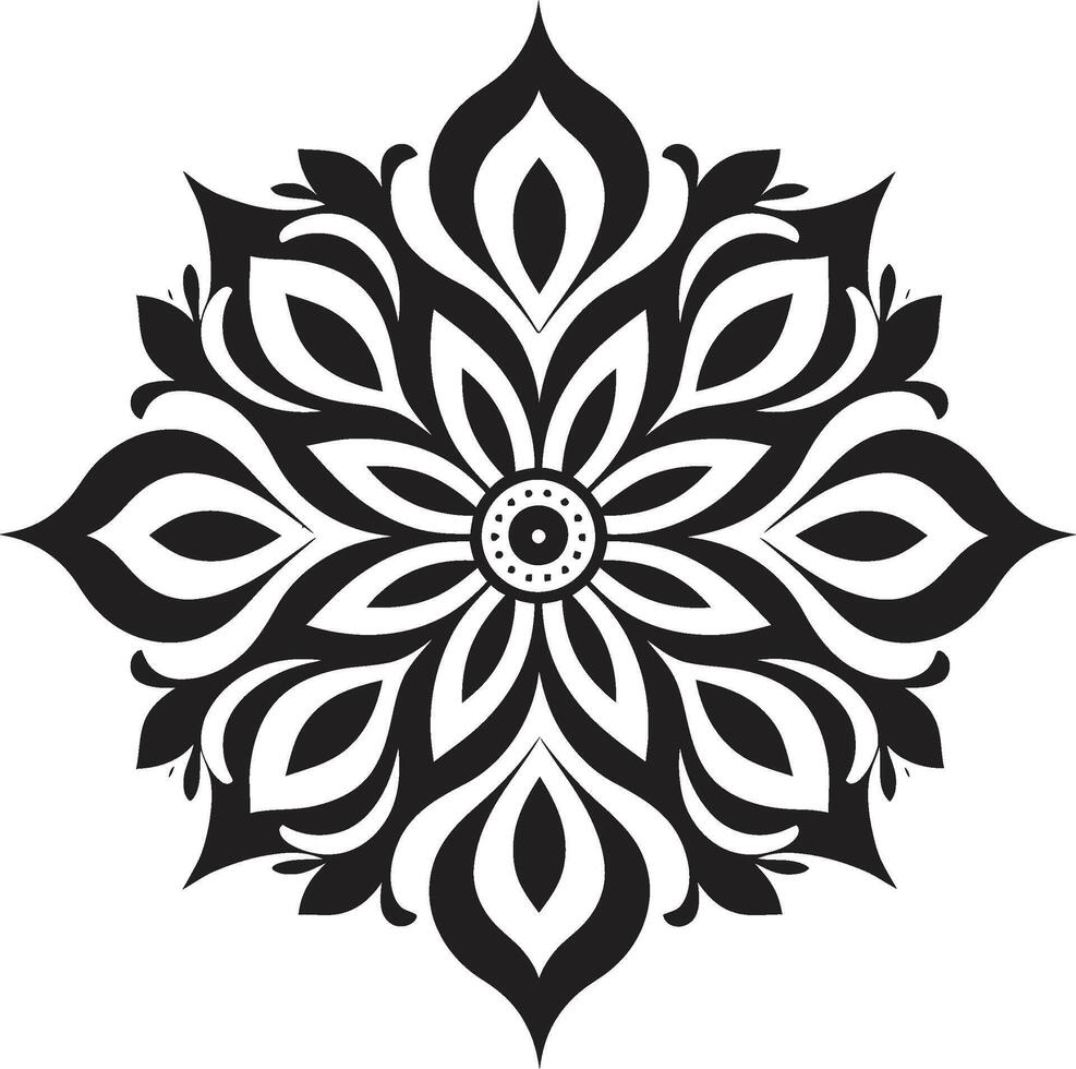 invecklad symmetri svart prydnad design minimalistisk dekorativ nåd vektor logotyp