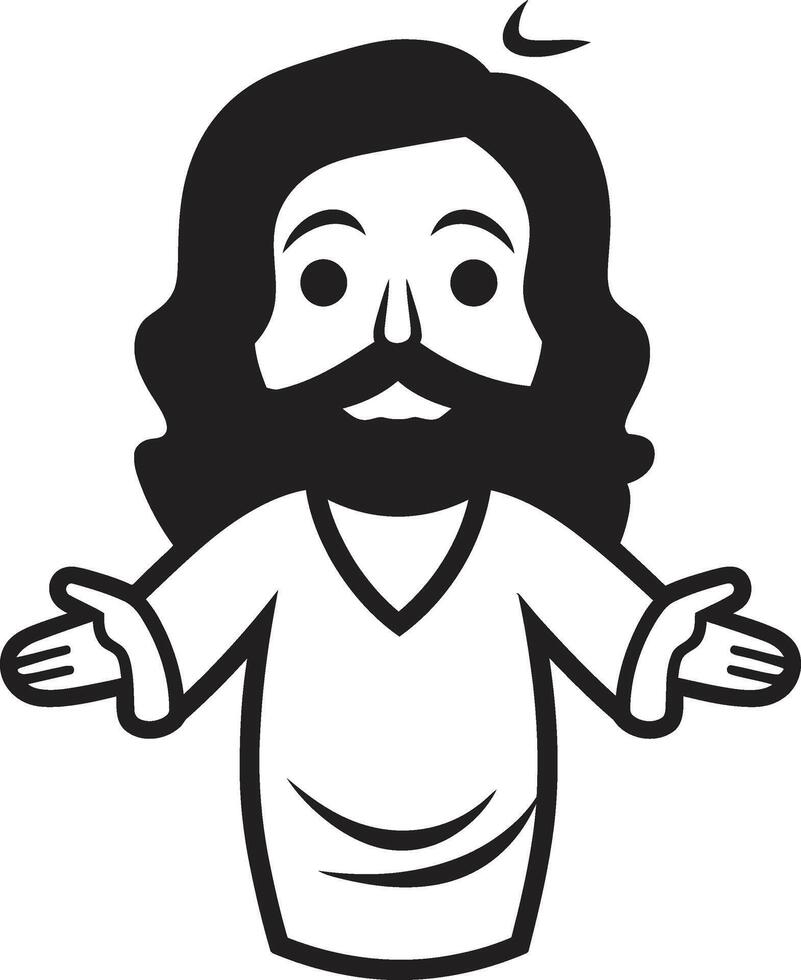 ewig Wächter süß Jesus schwarz Symbol Retter Segen Karikatur Jesus Vektor