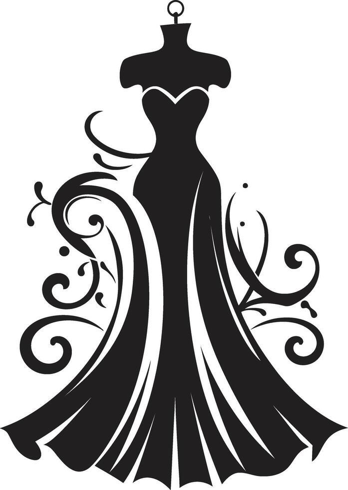 glamorös stil vektor klänning ikon designer samling svart logotyp klänning
