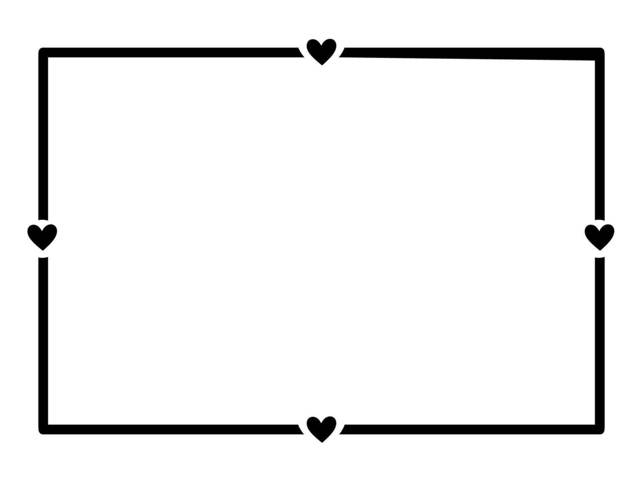 hand dragen svart rader konst enkel horisontell hjärta form gräns ram. klotter skiss stil dekorativ element vektor för baner, affisch, bröllop