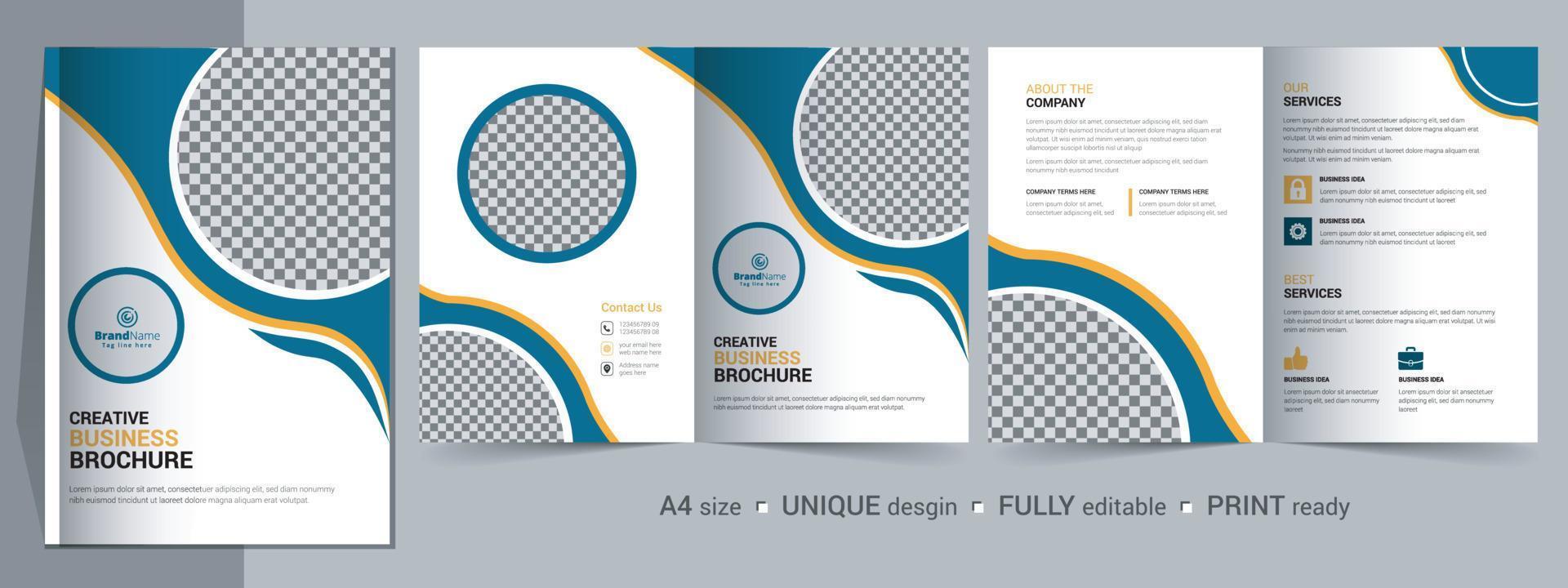 Corporate Bifold Broschürenvorlage, Katalog, Broschürenvorlagendesign. vollständig editierbar. vektor