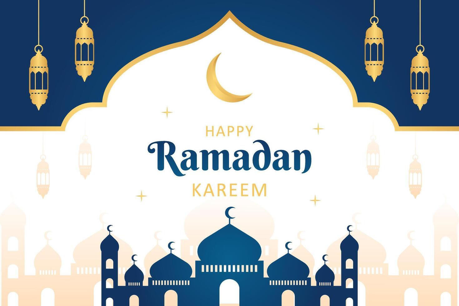 islamic ramadan firande mall baner design med guld ram, lykta, och moské illustration. skön ramadan bakgrund och gräns vektor