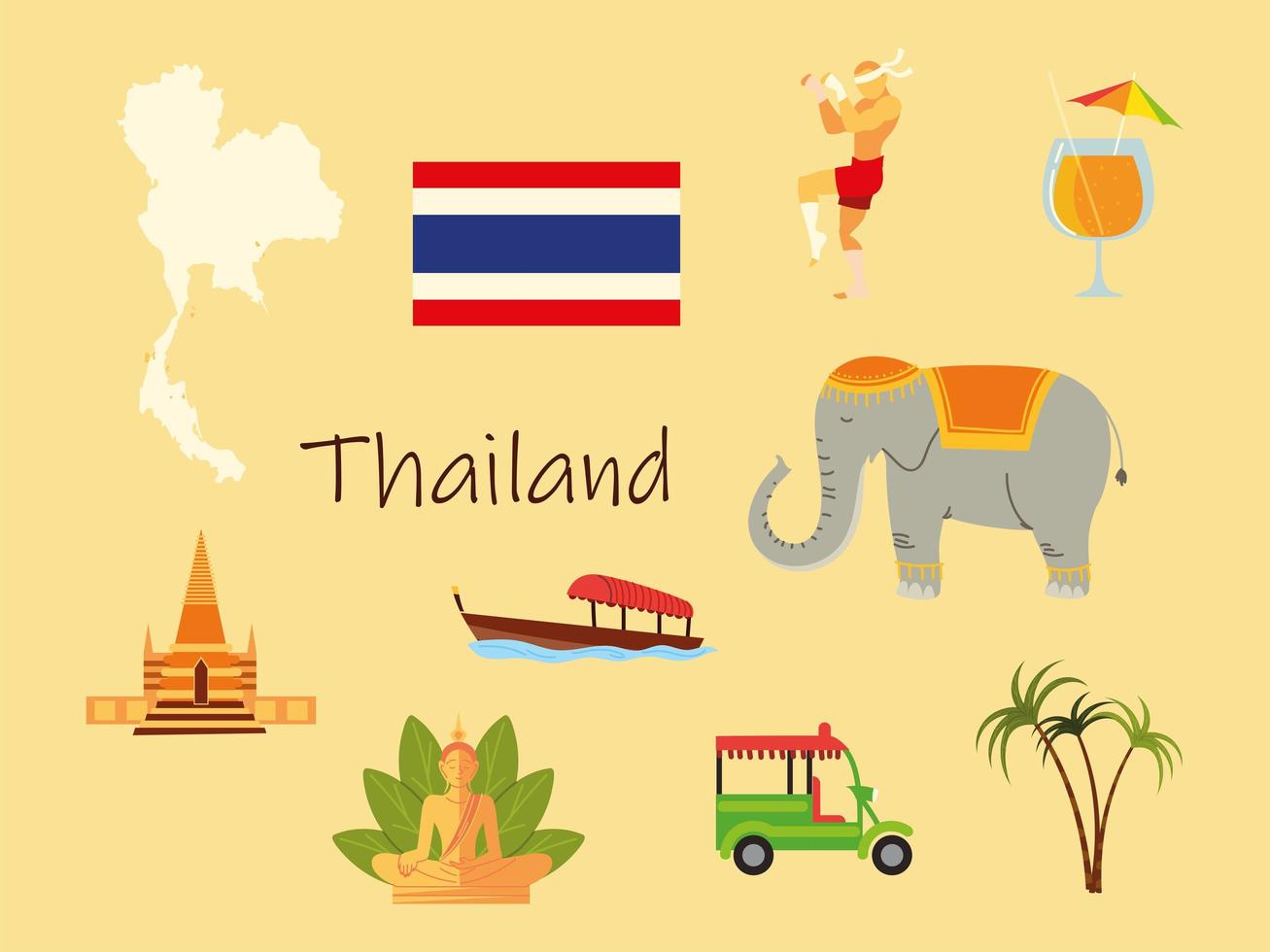 thailand ikonen gesetzt vektor