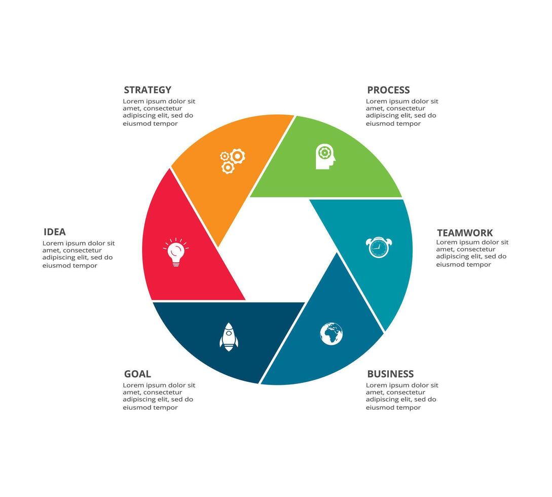 kreativ Konzept zum Infografik mit 6 Schritte, Optionen, Teile oder Prozesse. Geschäft Daten Visualisierung. vektor