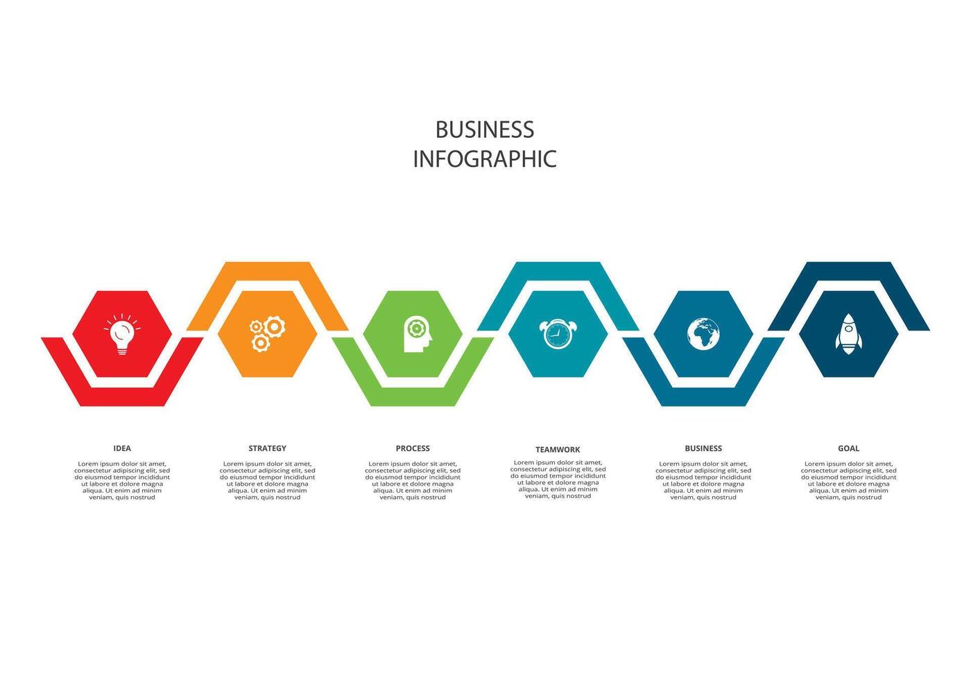 kreativ begrepp för infographic med 6 steg, alternativ, delar eller processer. företag data visualisering. vektor