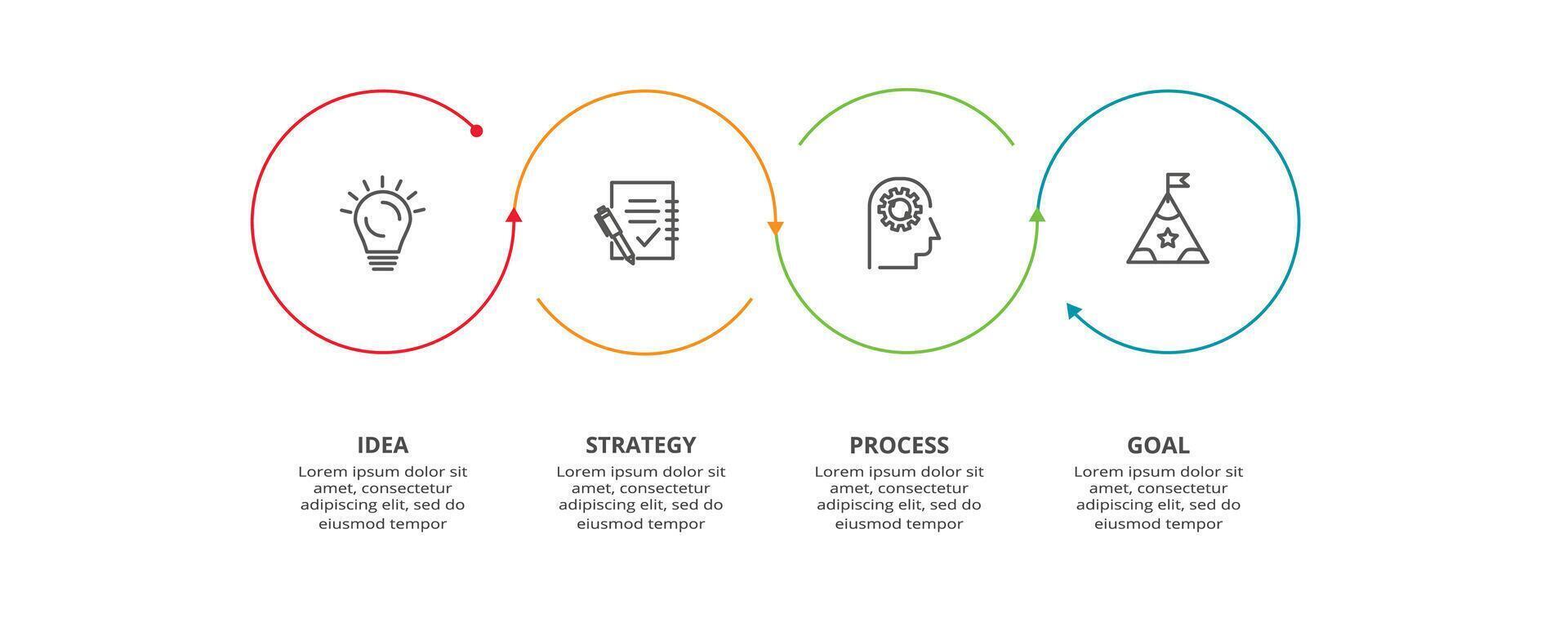 kreativ begrepp för infographic med 4 steg, alternativ, delar eller processer. företag data visualisering. vektor