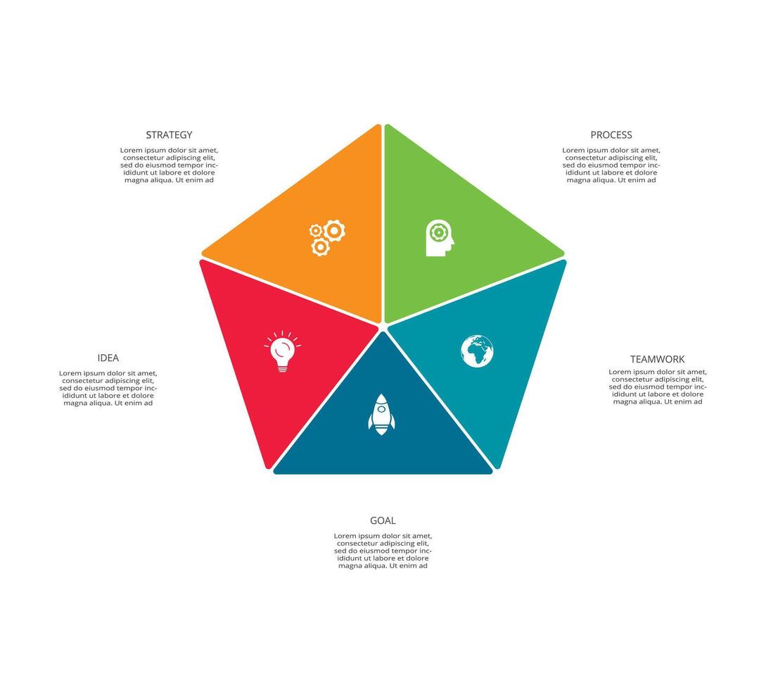 kreativ begrepp för infographic med 5 steg, alternativ, delar eller processer. företag data visualisering. vektor