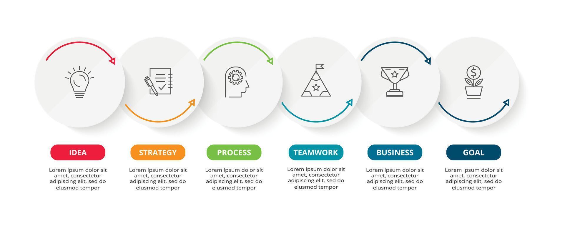 kreativ Konzept zum Infografik mit 6 Schritte, Optionen, Teile oder Prozesse. Geschäft Daten Visualisierung. vektor