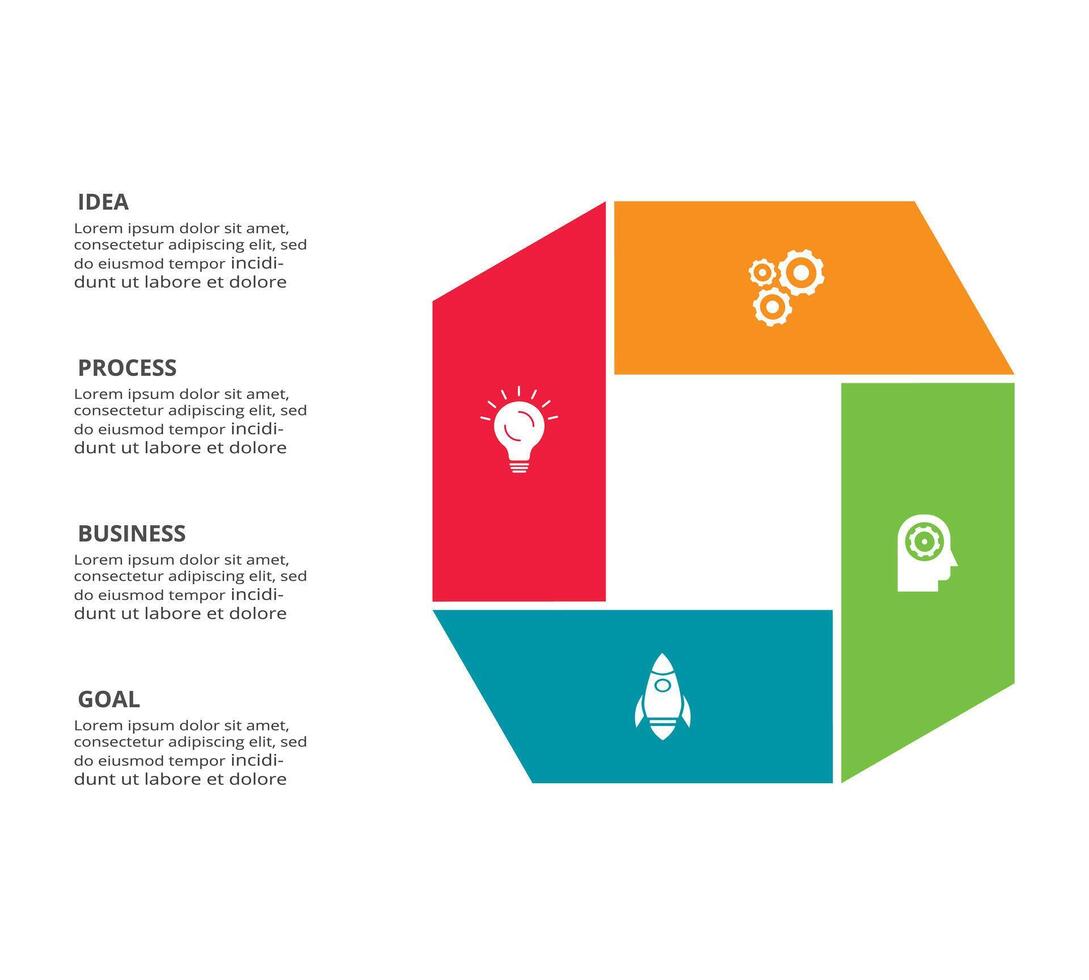 kreativ begrepp för infographic med 4 steg, alternativ, delar eller processer. företag data visualisering. vektor